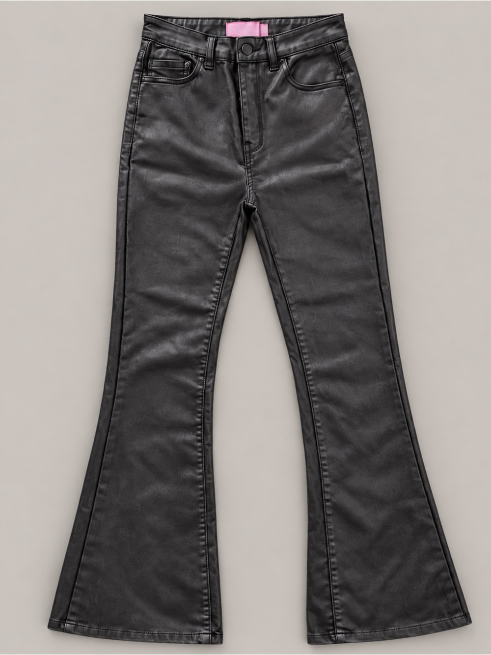Edikted Faux Leather Flare Pants XS Black Y2K Vegan Leather